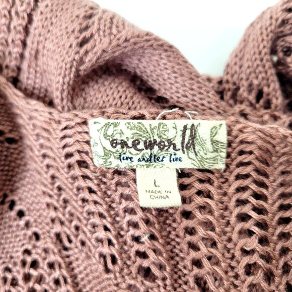 One World Open Front Knit Cardigan Longline Lightweight Boho Style Rose Pink Siz - Picture 4 of 4